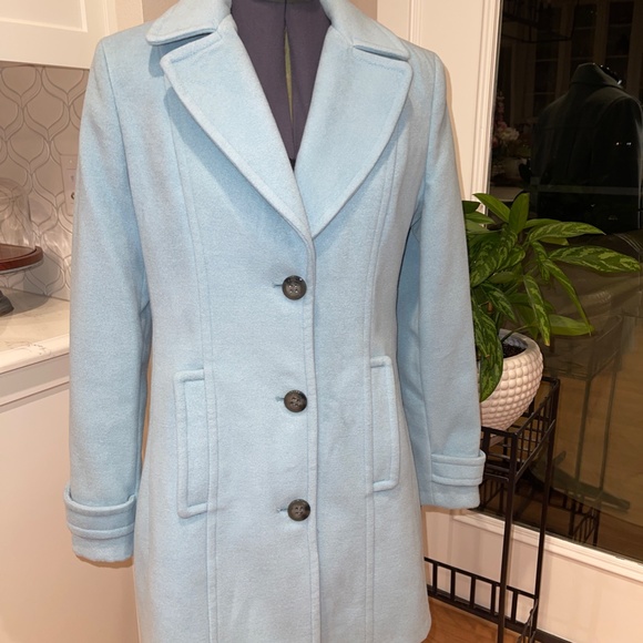 Gorgeous Calvin Klein Ice Blue Single Breasted Long Coat Medium Winter Classic - Picture 1 of 10